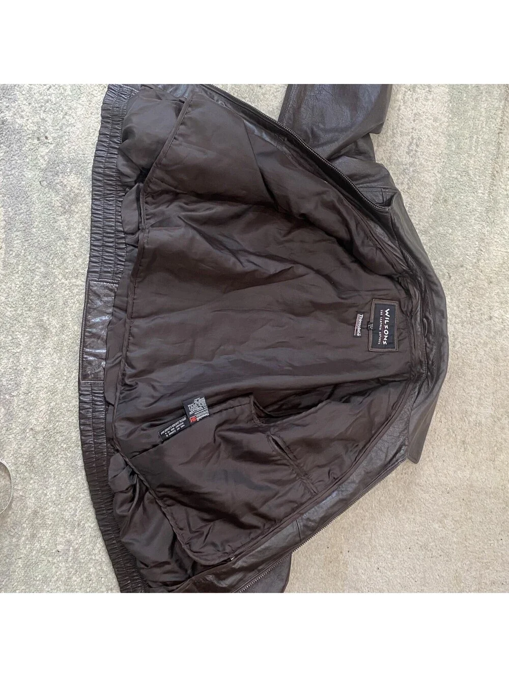 Wilsons Leather Bomber Jacket Size L Removable Vest 3M Thermal Thinsulate Brown